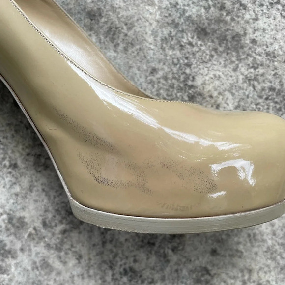 YSL  Saint Laurent Tribtoo Taupe Leather Pumps, size 37.5 - Picture 15 of 16